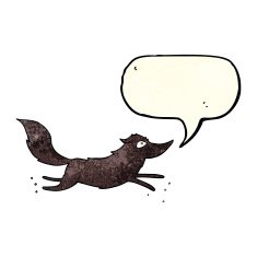 cartoon wolf running with speech bubble N2