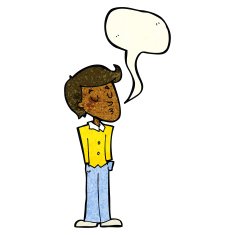 cartoon calm man with speech bubble N4