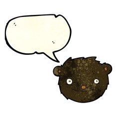cartoon black bear head with speech bubble N3