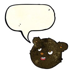 cartoon black bear face with speech bubble N11