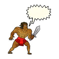 cartoon fantasy hero man with speech bubble N3