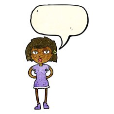 cartoon woman with speech bubble N11