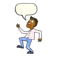 cartoon man panicking with speech bubble N22