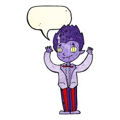 cartoon vampire boy with speech bubble N3