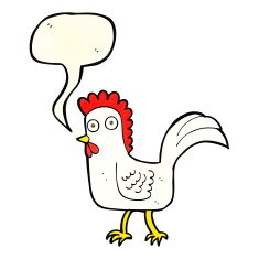 cartoon chicken with speech bubble N6
