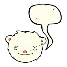 cartoon polar bear head with speech bubble N3