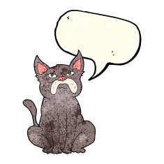 cartoon grumpy little dog with speech bubble N3