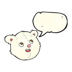 cartoon polar bear face with speech bubble N9
