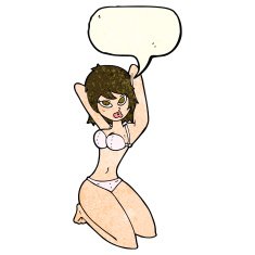 cartoon sexy woman posing with speech bubble N4