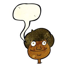 cartoon happy boy's face with speech bubble N7