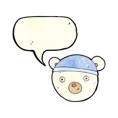 cartoon polar bear face with speech bubble N10