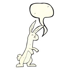 cartoon rabbit with speech bubble N36