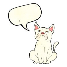 cartoon grumpy little dog with speech bubble N4