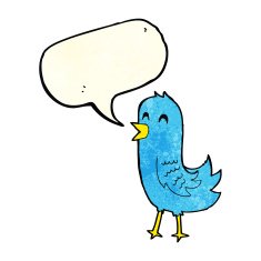 cartoon happy bird with speech bubble N15