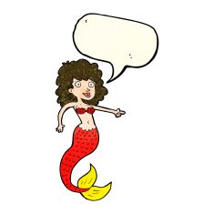 cartoon mermaid with speech bubble N23