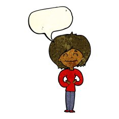 cartoon happy woman with speech bubble N99