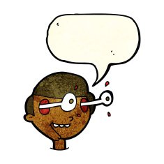 cartoon excited boy's face with speech bubble N3
