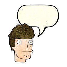 cartoon nervous man with speech bubble N54