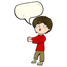 cartoon shocked boy with speech bubble N12