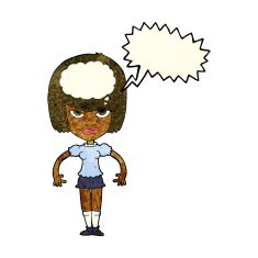 cartoon woman with idea speech bubble N97