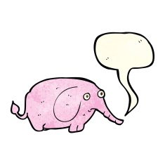 cartoon sad little elephant with speech bubble N4
