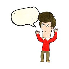 cartoon shocked man with speech bubble N44