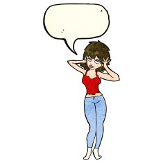 cartoon pretty woman with speech bubble N108