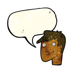 cartoon happy man with speech bubble N174