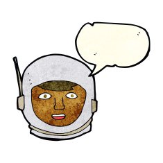 cartoon astronaut head with speech bubble N3