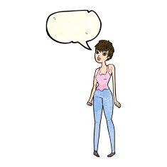 cartoon pretty woman with speech bubble N110