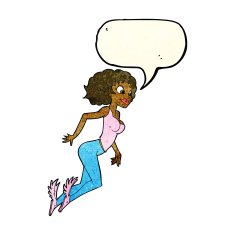 cartoon flying woman with speech bubble N3