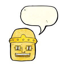 cartoon robot head with speech bubble N24