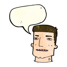 cartoon male head with speech bubble N4
