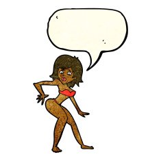 cartoon woman in bikini with speech bubble N21