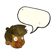 cartoon staring boy with speech bubble N11