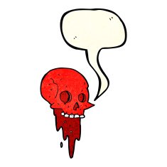 gross halloween skull cartoon with speech bubble N3