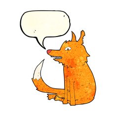 cartoon fox sitting with speech bubble N2