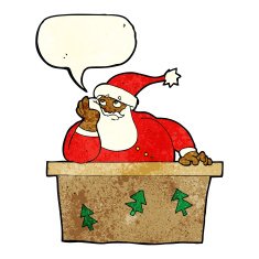 cartoon bored santa claus with speech bubble N2