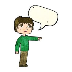 cartoon boy pointing with speech bubble N9