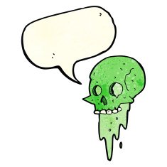 gross halloween skull cartoon with speech bubble N4