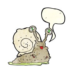 cartoon gross slug with speech bubble N6