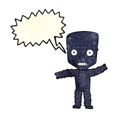 cartoon robot with speech bubble N67
