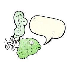 cartoon smelly old fish head with speech bubble N2