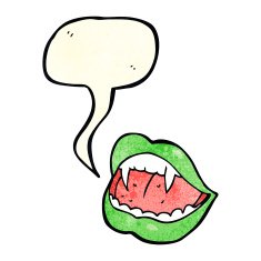 cartoon vampire lips with speech bubble N5