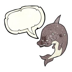 cartoon shark with speech bubble N16