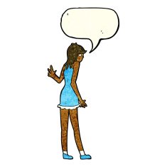 cartoon woman waving with speech bubble N137