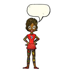 cartoon woman with heavy tattoos speech bubble N4