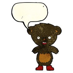 cartoon black bear cub with speech bubble N27