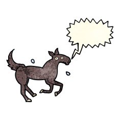 cartoon horse sweating with speech bubble N4