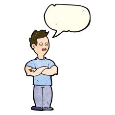 cartoon man with crossed arms speech bubble N12